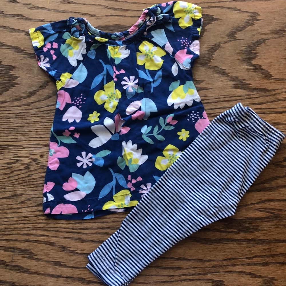 ⭐️ Carter’s 2-piece Girl’s Floral Shirt with Matching Leggings set